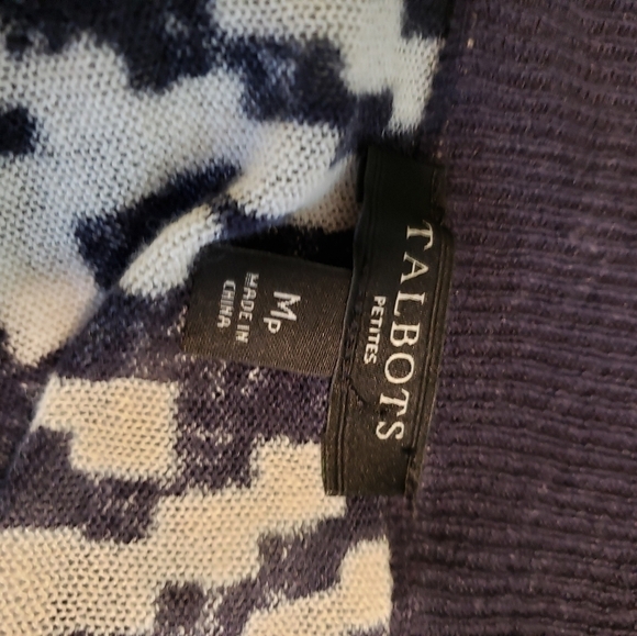 Talbots Diamond Pattern Open Front Cardigan Lightweight size MP - Picture 5 of 8